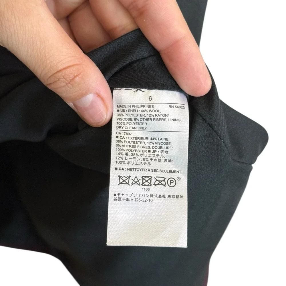 Banana Republic Wool Blend Black Rose‎ Career Dress Back Zip Women Size 6 #431
